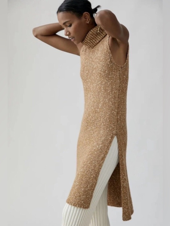 Anthropologie Dresses & Skirts - Anthropologie by Anthropologie Caramel Brown Turtleneck Midi Sweater Dress S